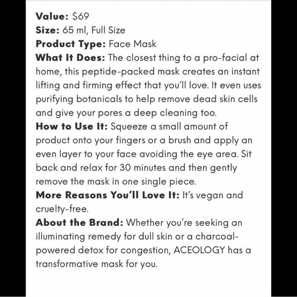 ACEOLOGY Lifting Treatment Mask. Lifts, illuminates and rejuvenates your skin. - Picture 3 of 9